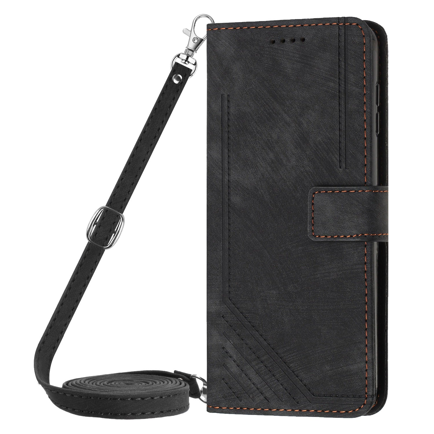 Leather Case for Samsung Galaxy S23 FE Lines Imprinted Stand Wallet Phone Cover with Shoulder Strap Leather Case for Samsung Galaxy S23 FE Lines Imprinted Stand Wallet Phone Cover with Shoulder Strap